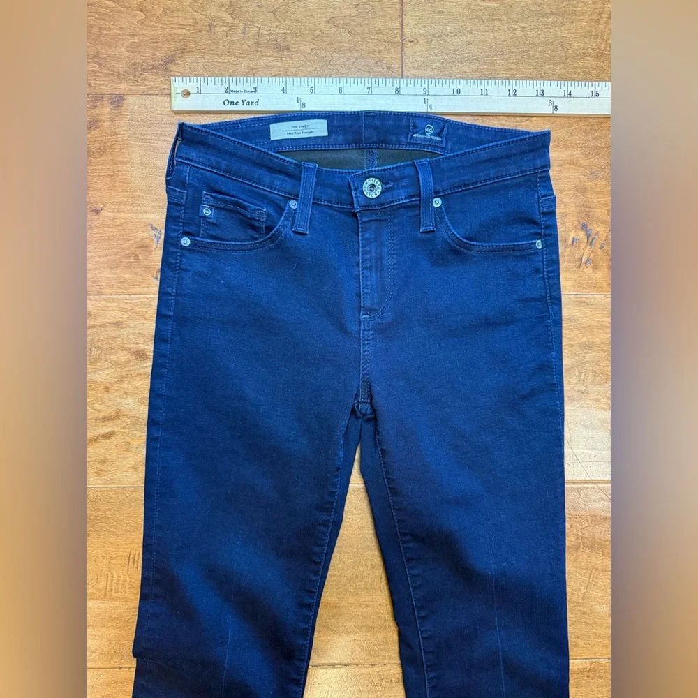 AG Stacie Crop Straight Jeans 25 Dark Rinse Mid Rise Clean Denim